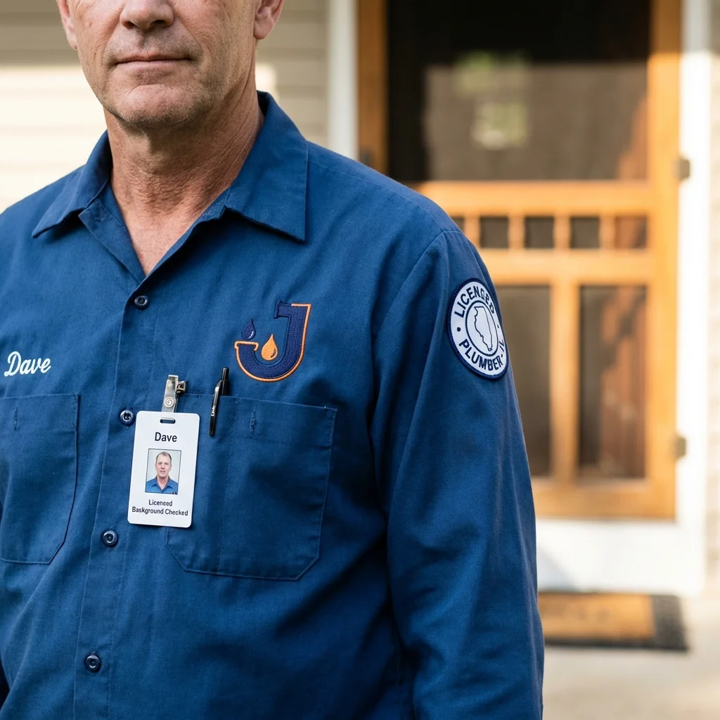 Licensed plumber showing ID badge in Stanfield, OR