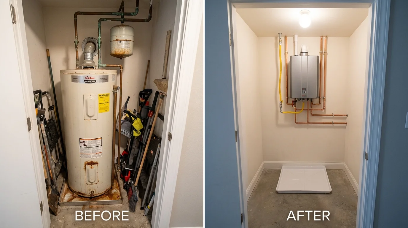 Tank water heater versus wall-mounted tankless unit comparison for Stanfield, OR homeowners